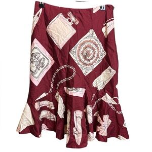 ANTHROPOLOGIE | Odille Elegant Red Patterned Skirt